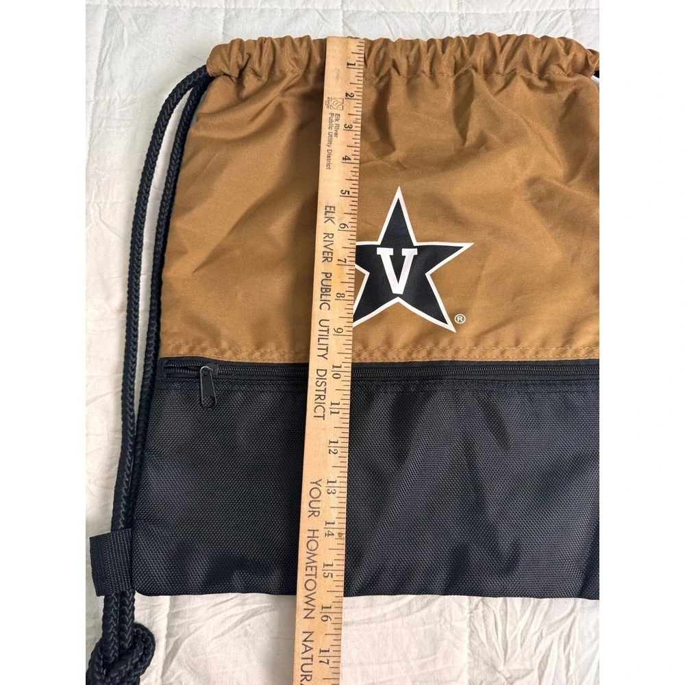 Vanderbilt Commodores Cinch Drawstring Backpack Bag Gold Black V-Star Logo NCAA